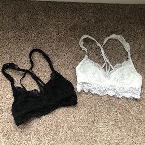 Black and White Lacey Bralettes